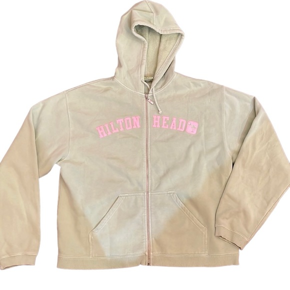 Beautiful Hilton Head Hoodie Green Pink Vacation Douth Carolina Palms Size XL - Picture 1 of 4